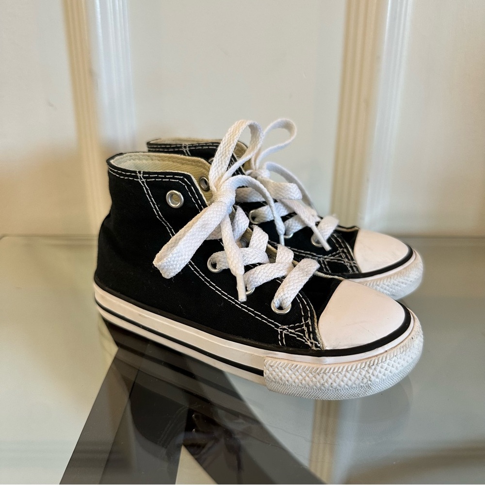 Converse Kids Unisex Black High-Top Sneakers with White Accents